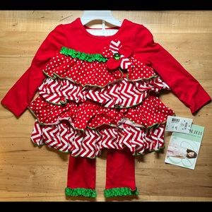 Bonnie Jean 2 Pce Set size 2T girls Red and white flower NWT